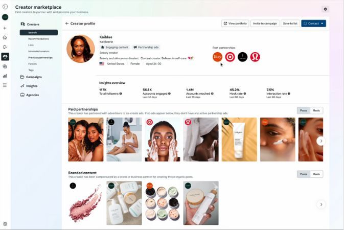 Imagen que muestra el funcionamiento de los nuevos filtros creator marketplace instagram